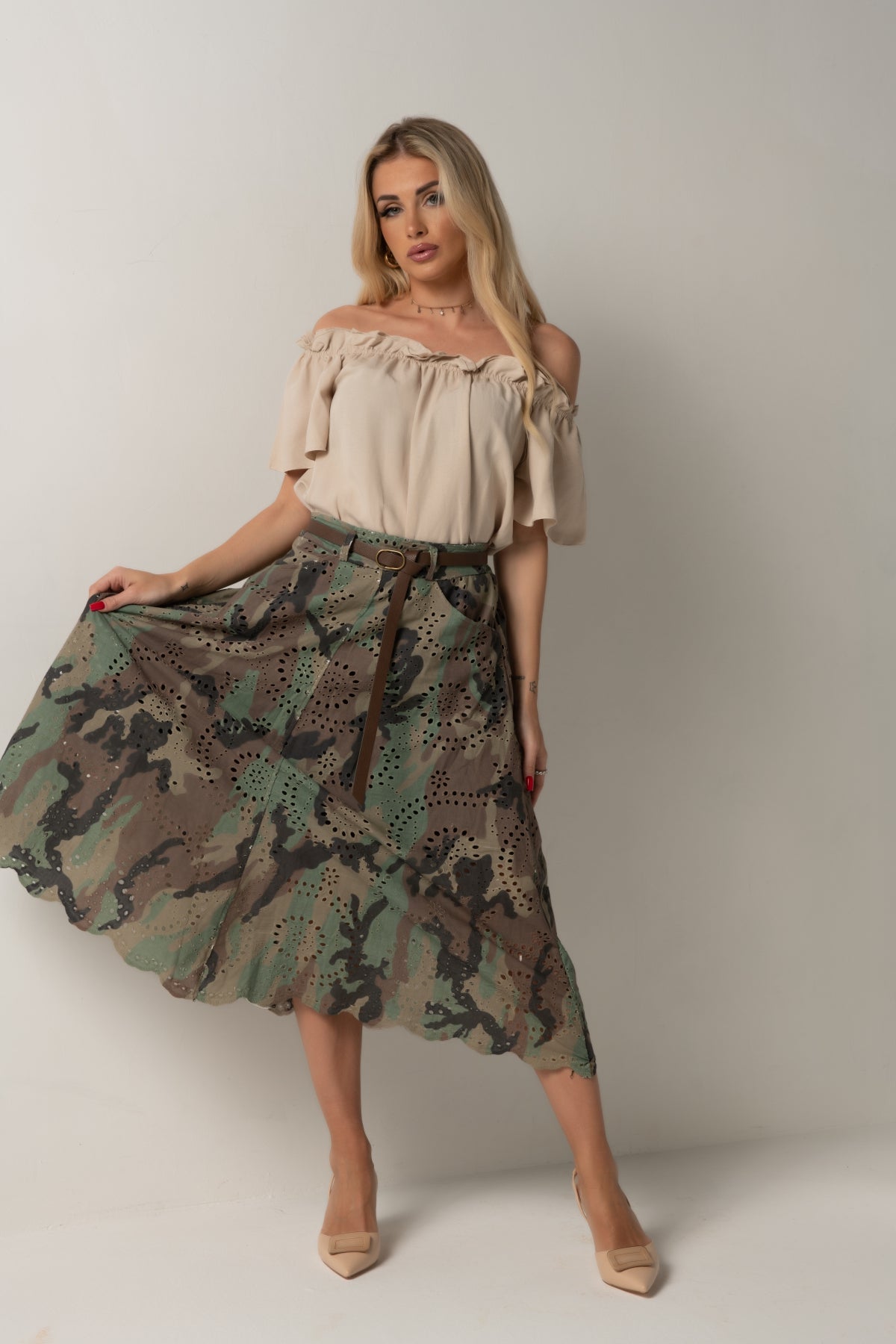 GONNA LUNGA FANTASIA DF550 VERDE MILITARE
