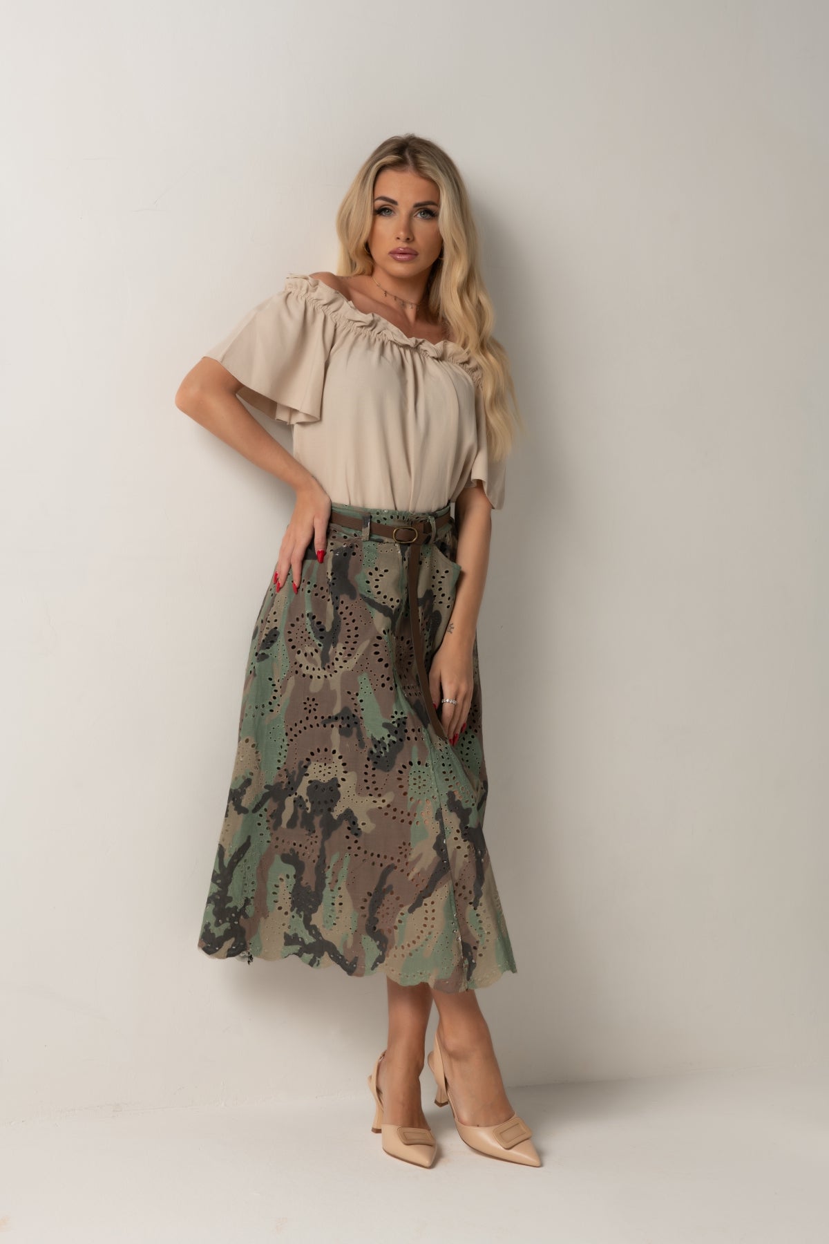 GONNA LUNGA FANTASIA DF550 VERDE MILITARE