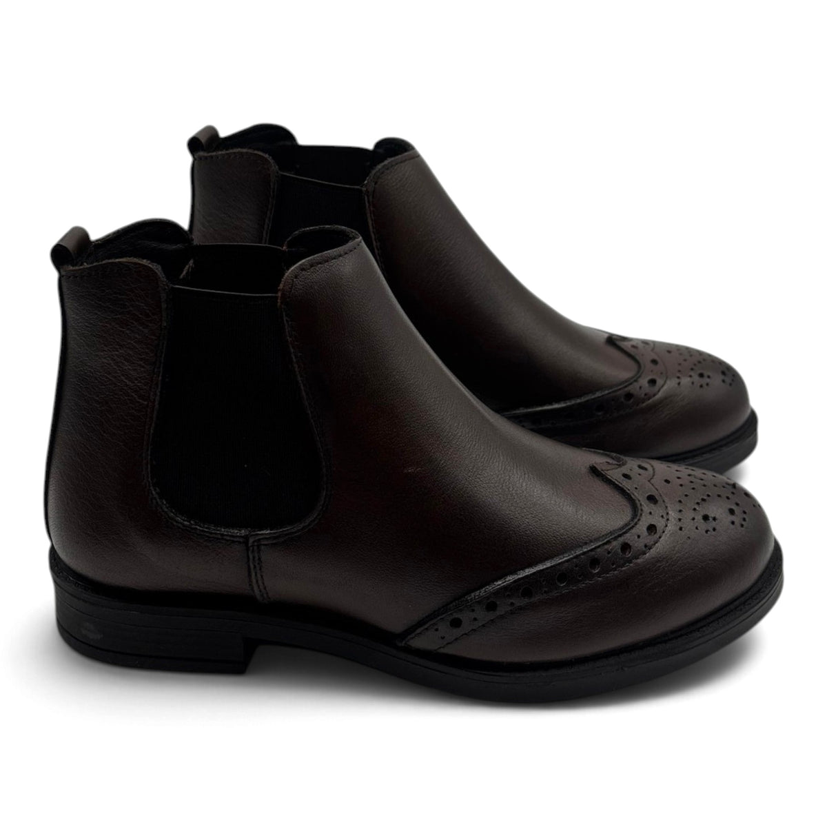 Deky 404 Stivaletti chelsea in vera pelle con lavorazione brogue