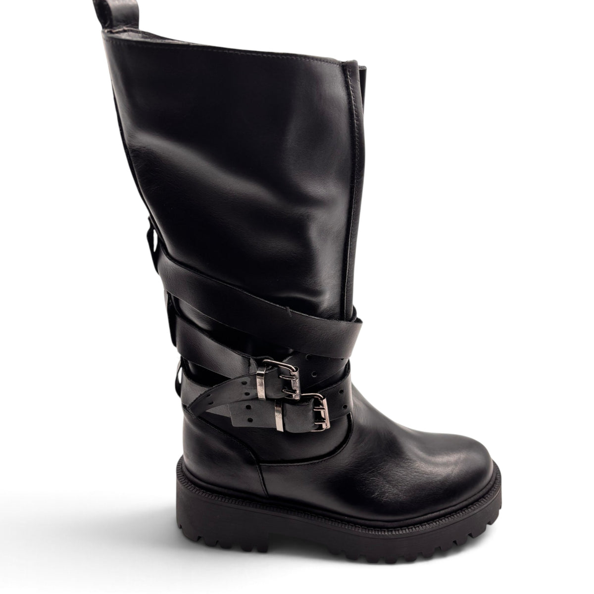 Deky 3029 Biker boot a soffietto in vera pelle con design asimmetrico