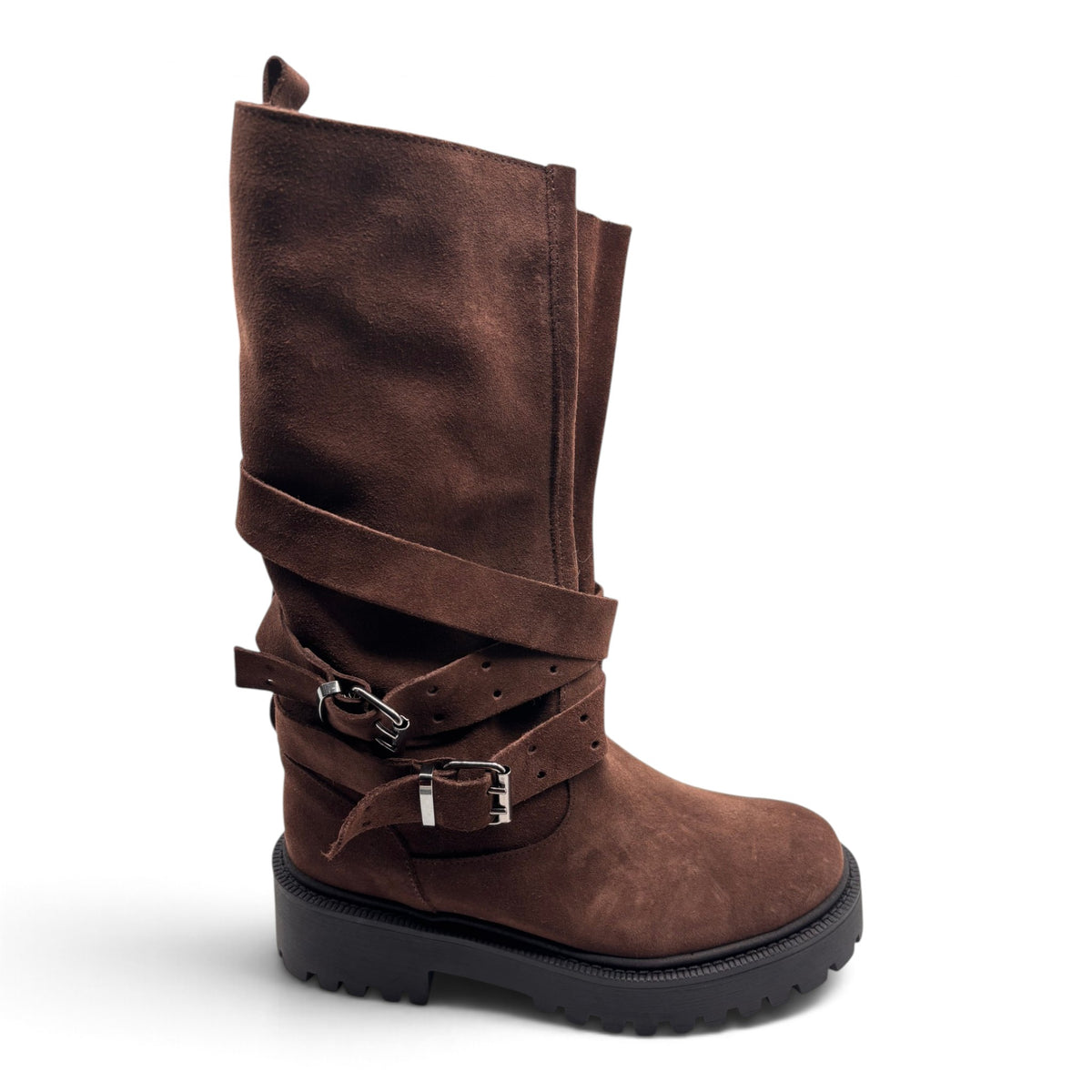 Deky 3029 Stivali biker in pelle scamosciata con doppie fibbie