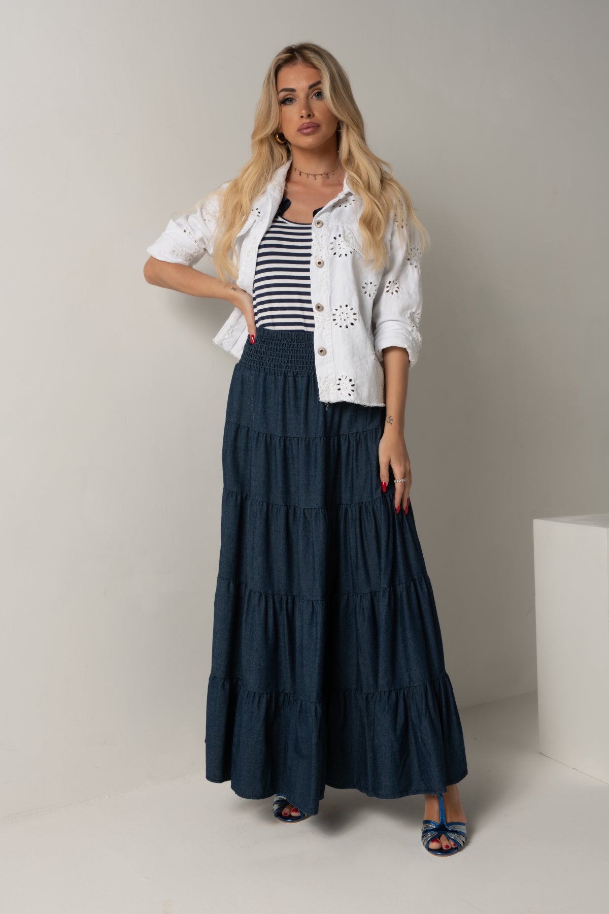 GONNA LUNGA PLISSE' CF3514 JEANS