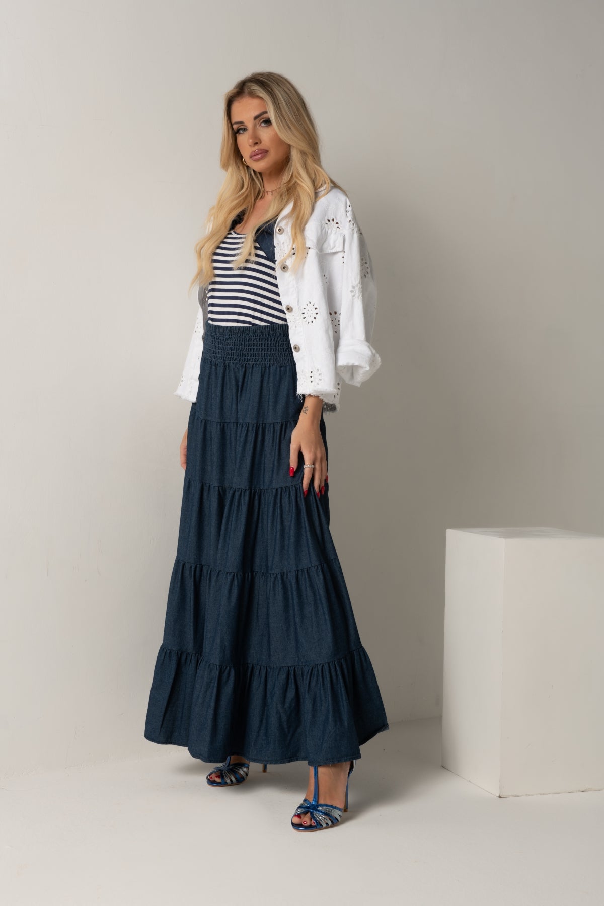 GONNA LUNGA PLISSE' CF3514 JEANS