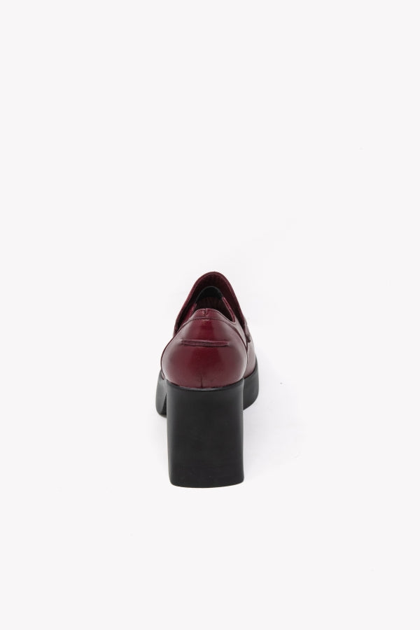 11080 MOCASSINO IN PELLE BORDEAUX CON PLATEAU E TACCO 7