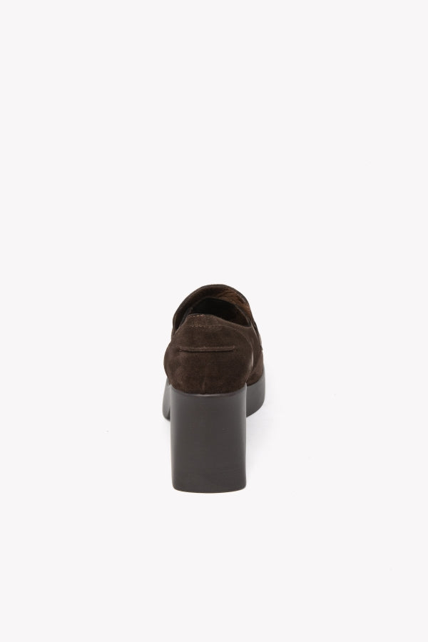 11080XS MOCASSINO SCAMOSCIATO MARRONE CON PLATEAU E TACCO 7