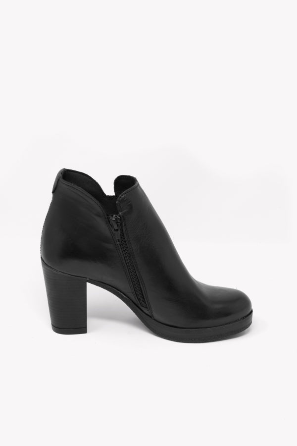 309 TRONCHETTO IN PELLE NERO TACCO 7 CON PLATEAU ZIP DI CHIUSURA LATERALE