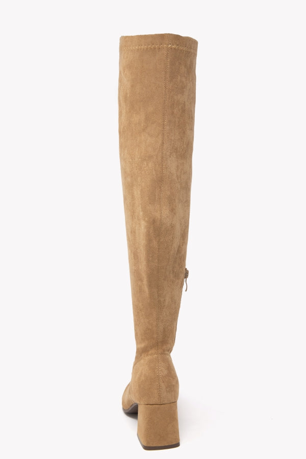 9968-2 STIVALE ALTO SCAMOSCIATO ELASTICIZZATO CAMEL TACCO 7