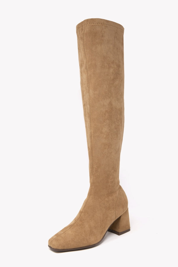 9968-2 STIVALE ALTO SCAMOSCIATO ELASTICIZZATO CAMEL TACCO 7