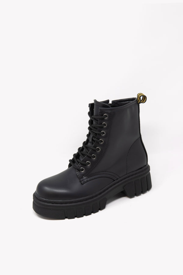 G666 ANFIBIO NERO CON LACCI E CHIUSURA LATERALE ZIP FONDO GOMMA PLATFORM ALTO