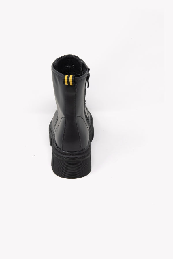 G666 ANFIBIO NERO CON LACCI E CHIUSURA LATERALE ZIP FONDO GOMMA PLATFORM ALTO
