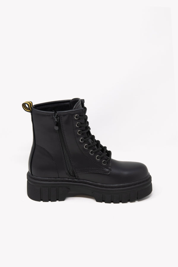 G666 ANFIBIO NERO CON LACCI E CHIUSURA LATERALE ZIP FONDO GOMMA PLATFORM ALTO