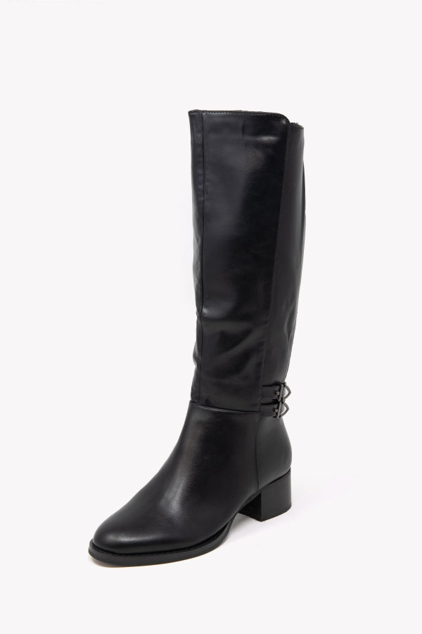 GL157 STIVALE NERO DOPPIA FIBBIA CON TACCO 5
