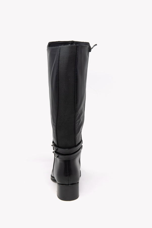 GL157 STIVALE NERO DOPPIA FIBBIA CON TACCO 5