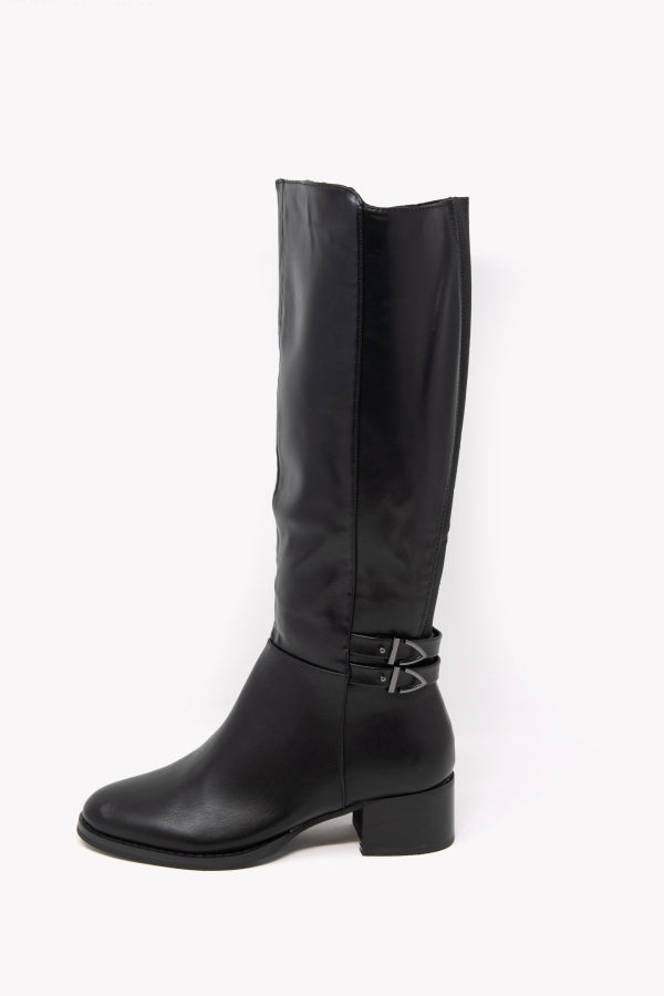 GL157 STIVALE NERO DOPPIA FIBBIA CON TACCO 5