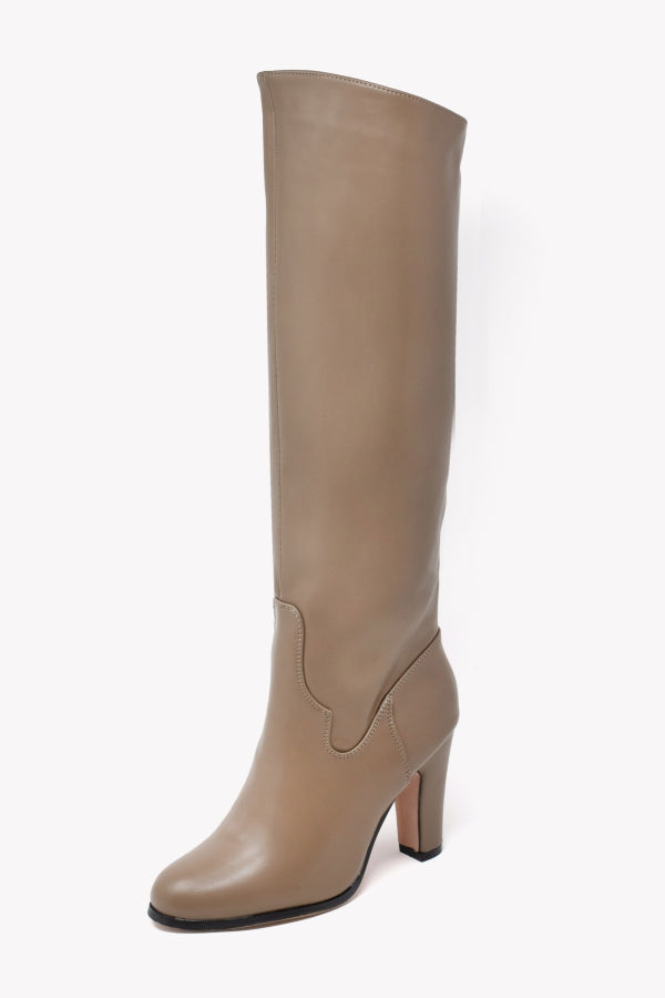 MP400-1 STIVALE ALTO TAUPE CON TACCO 8 E MINI ZIP LATERALE