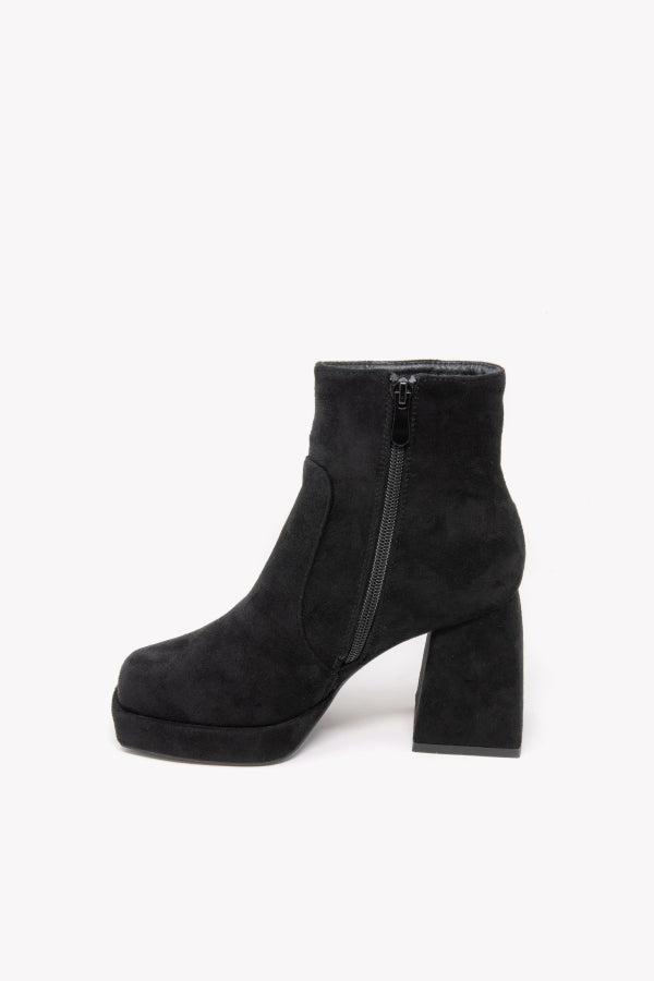 MS2031 STIVALETTO SCAMOSCIATO NERO CON PMATEAU E TACCO LARGO
