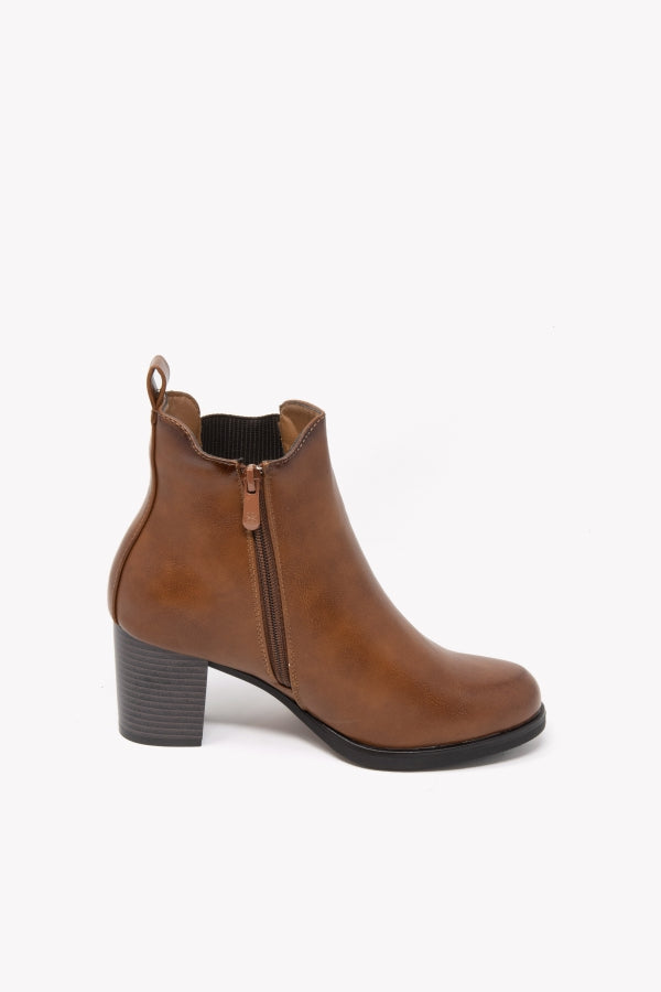 SA6176 TRONCHETTO CAMEL CON ELASTICO E ZIP DI CHIUSURA LATERALE E TACCO 5