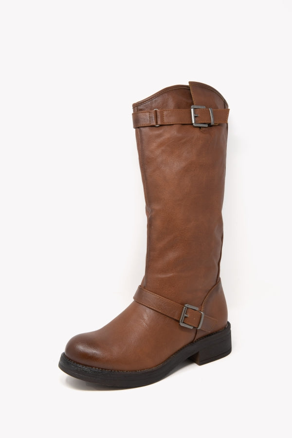 YG883 STIVALE BIKER MARRONE DOPPIA FIBBIA
