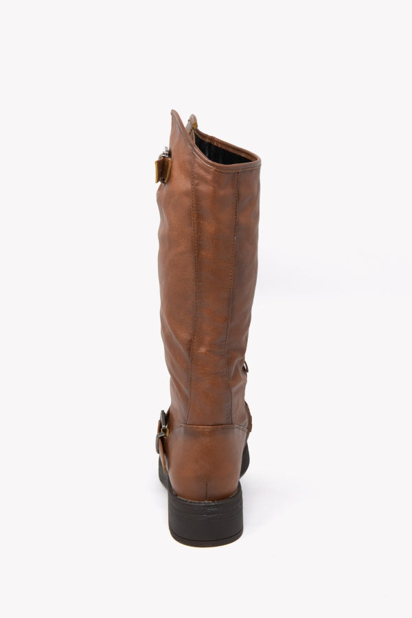 YG883 STIVALE BIKER MARRONE DOPPIA FIBBIA