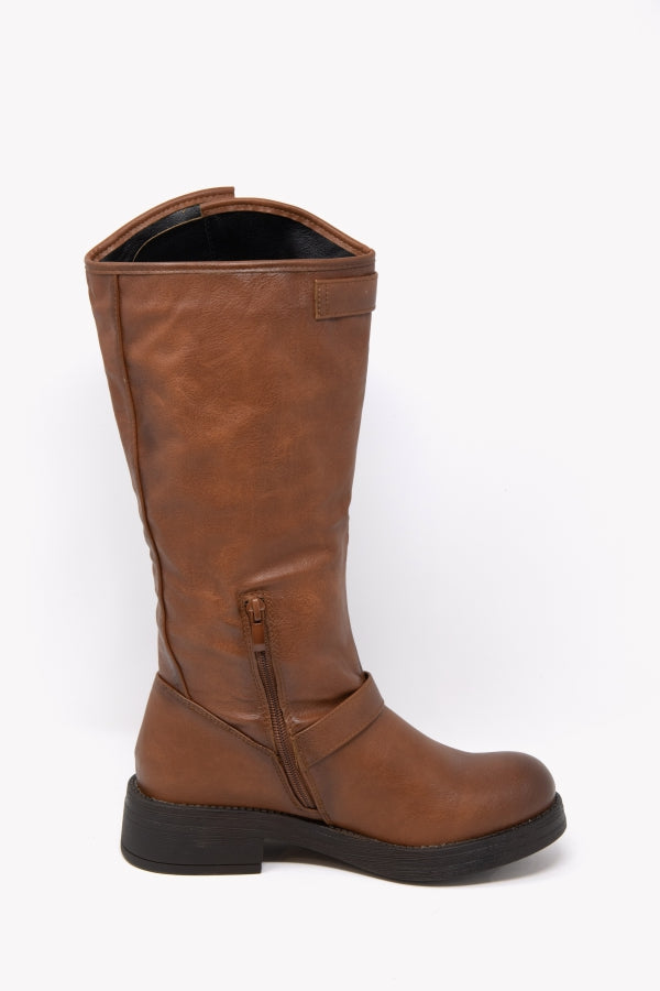 YG883 STIVALE BIKER MARRONE DOPPIA FIBBIA
