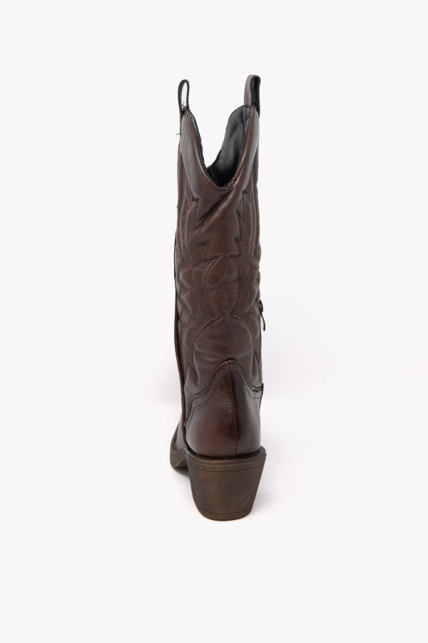YG886 TEXANO MARRONE CON MINI ZIP LATERALE