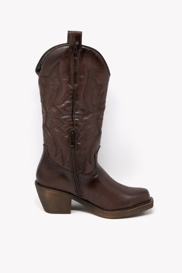 YG886 TEXANO MARRONE CON MINI ZIP LATERALE
