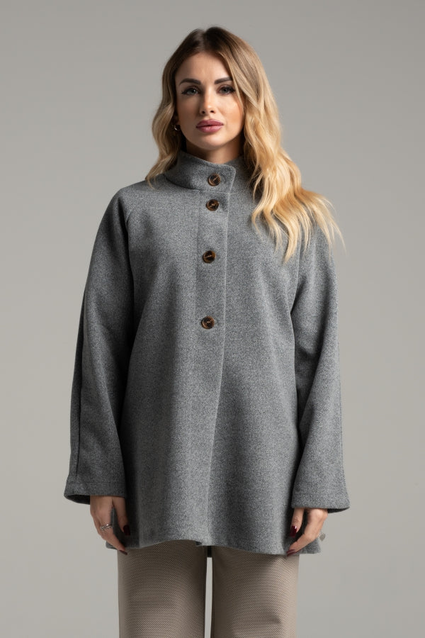 5078 GRAY SINGLE-BREASTED JACKET WITH HIGH COLLAR