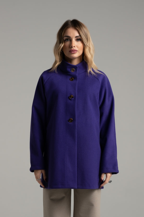 5078 PURPLE SINGLE-BREASTED JACKET WITH HIGH COLLAR
