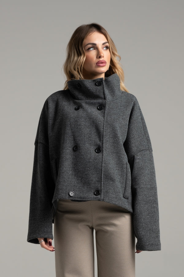 52888 GRAY JACKET WITH HIGH NECK