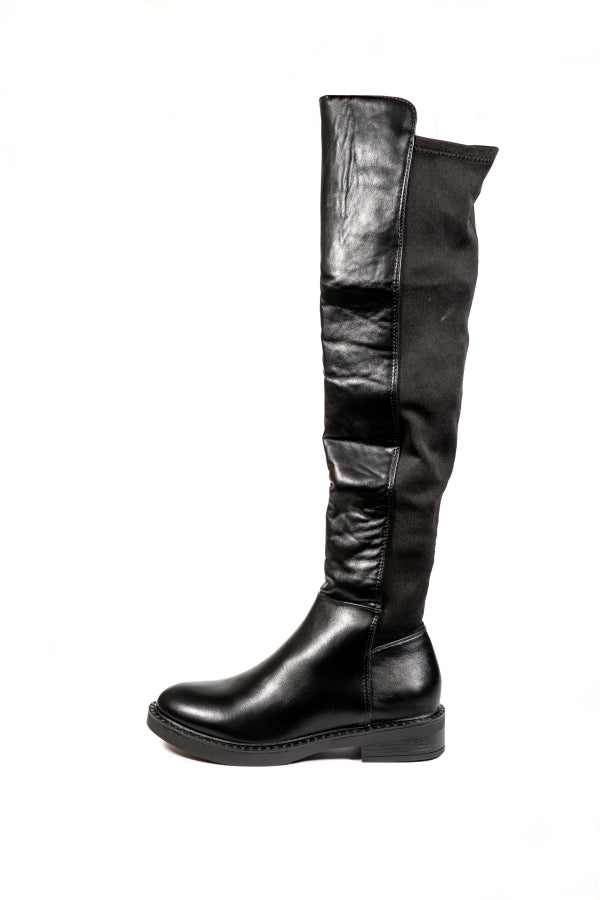 Stivali mp302-1 cuissard con tacco basso nero