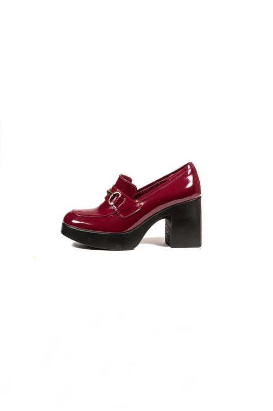 PLATFORM 11567XR LOAFERS WITH GOLD CLAMP IN BURGUNDY PAINT