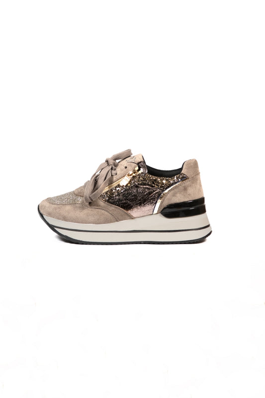 739 TAUPE SUEDE LAMINATED EFFECT SNEAKERS