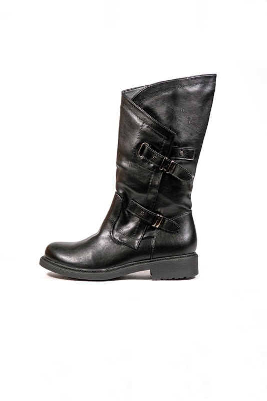 BIKER BOOTS 20-85 ROUND SHAPE WITH BLACK BUCKLES