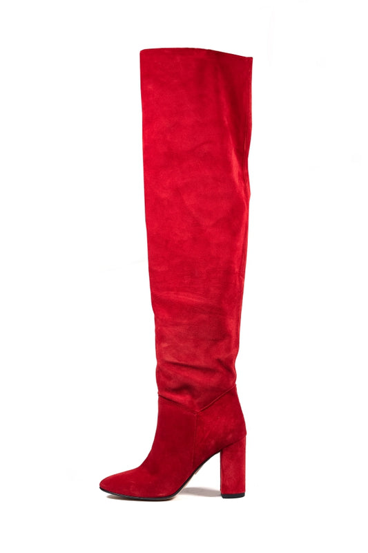 SARA10 CUISSARD BOOT IN RED SUEDE