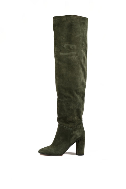 SARA10 CUISSARD BOOT IN GREEN SUEDE