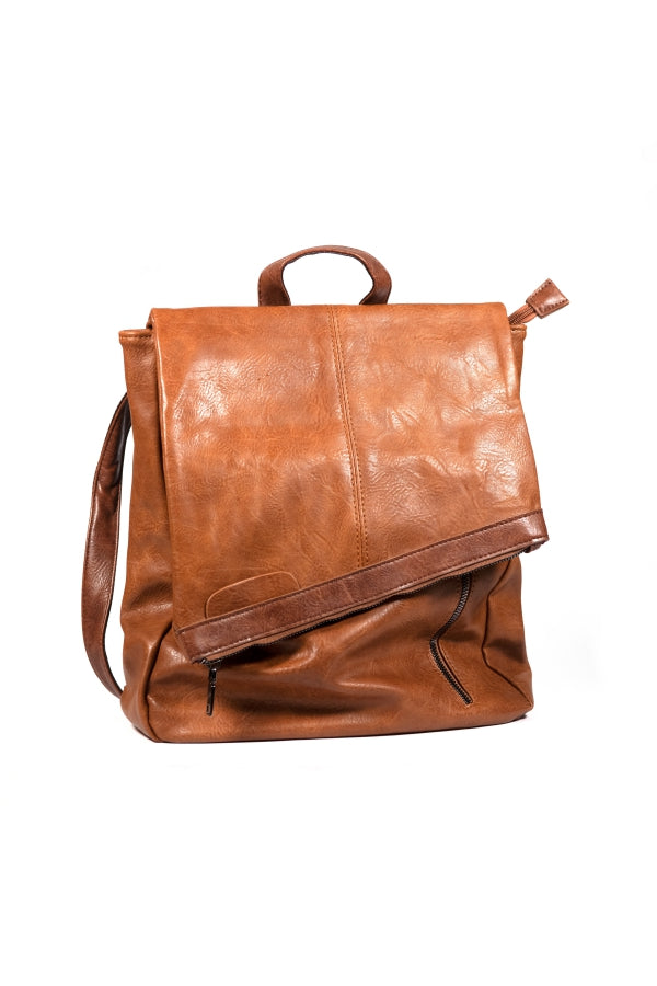BACKPACK 1652H315 WITH FLAP LIGHT BROWN