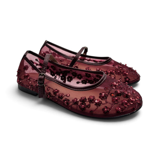 Batix G536 Ballerine Mary Jane in mesh con ricami di paillettes