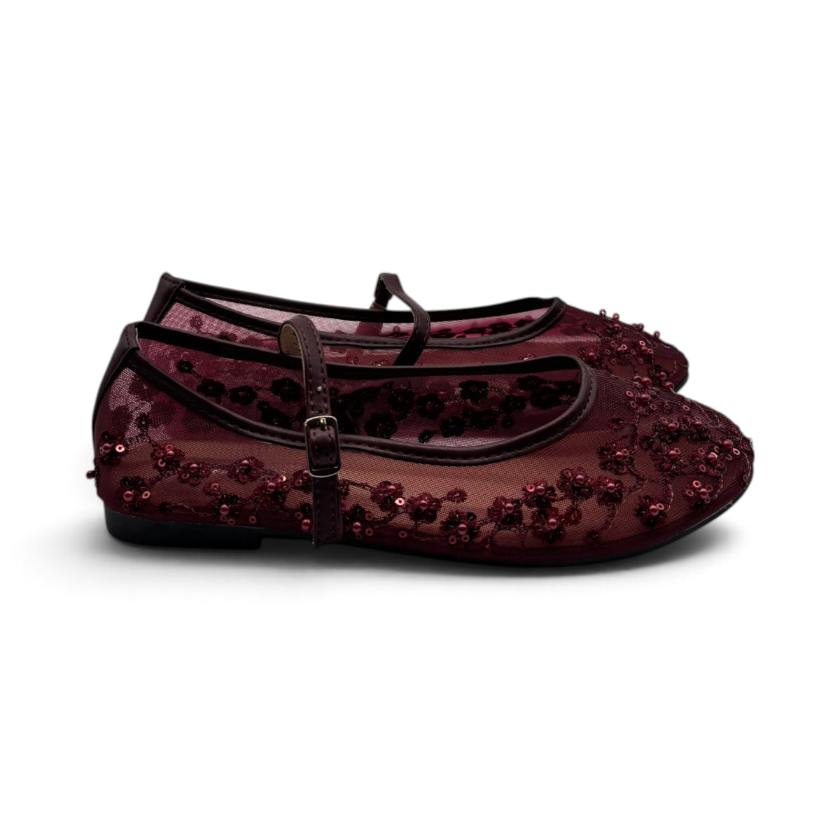 Batix G536 Ballerine Mary Jane in mesh con ricami di paillettes