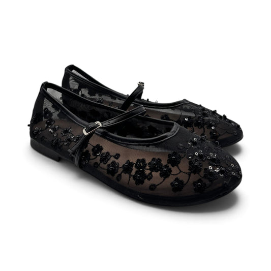 Batix G536 Ballerine Mary Jane in mesh con ricami di paillettes