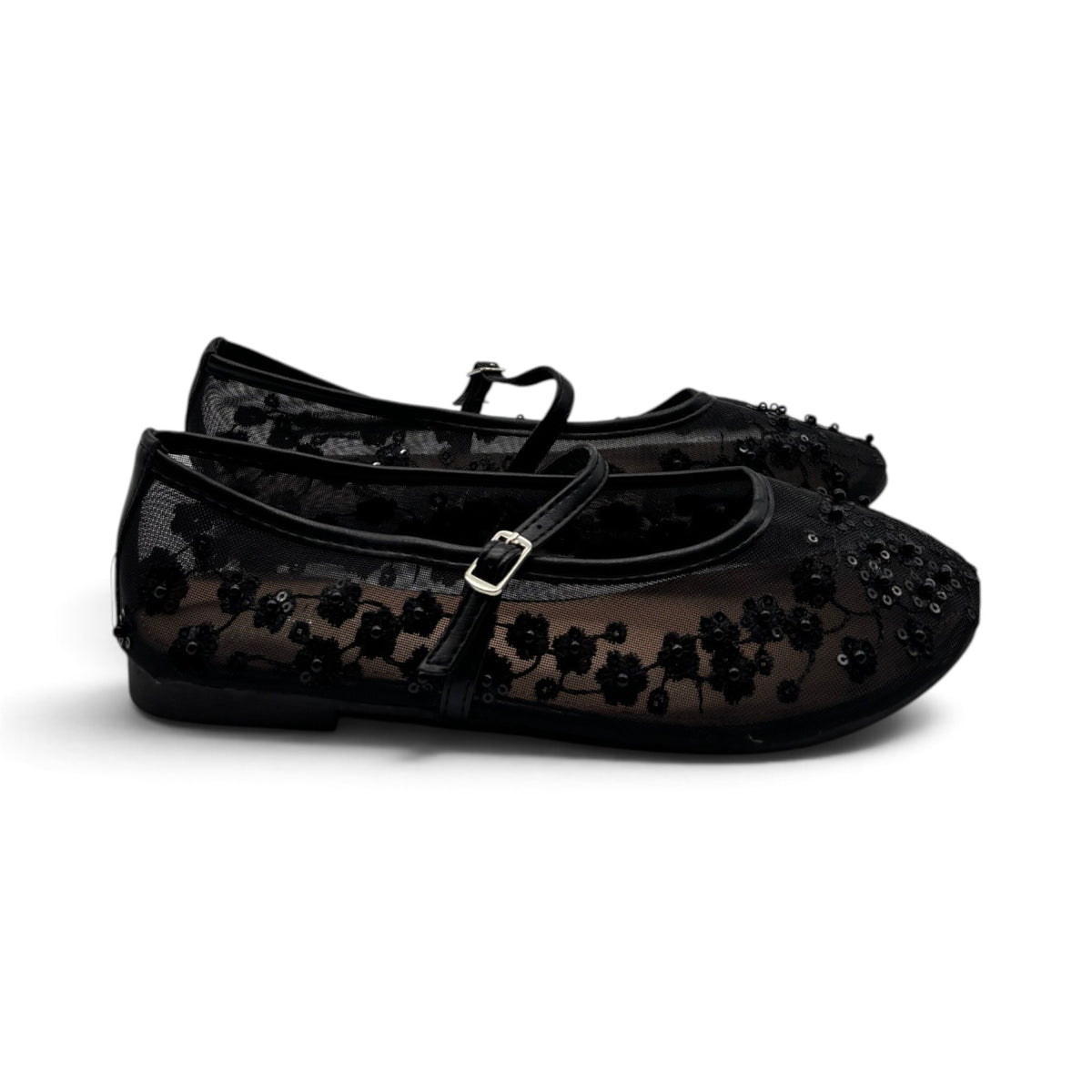 Batix G536 Ballerine Mary Jane in mesh con ricami di paillettes