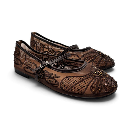Batix G535 Ballerine in mesh con ricami e perline