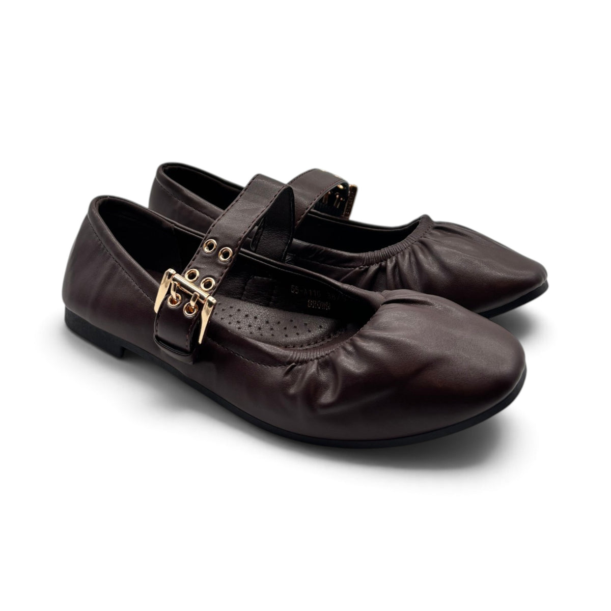 Batix 55-A110 Mary Jane ballerine arricciate con punta tonda
