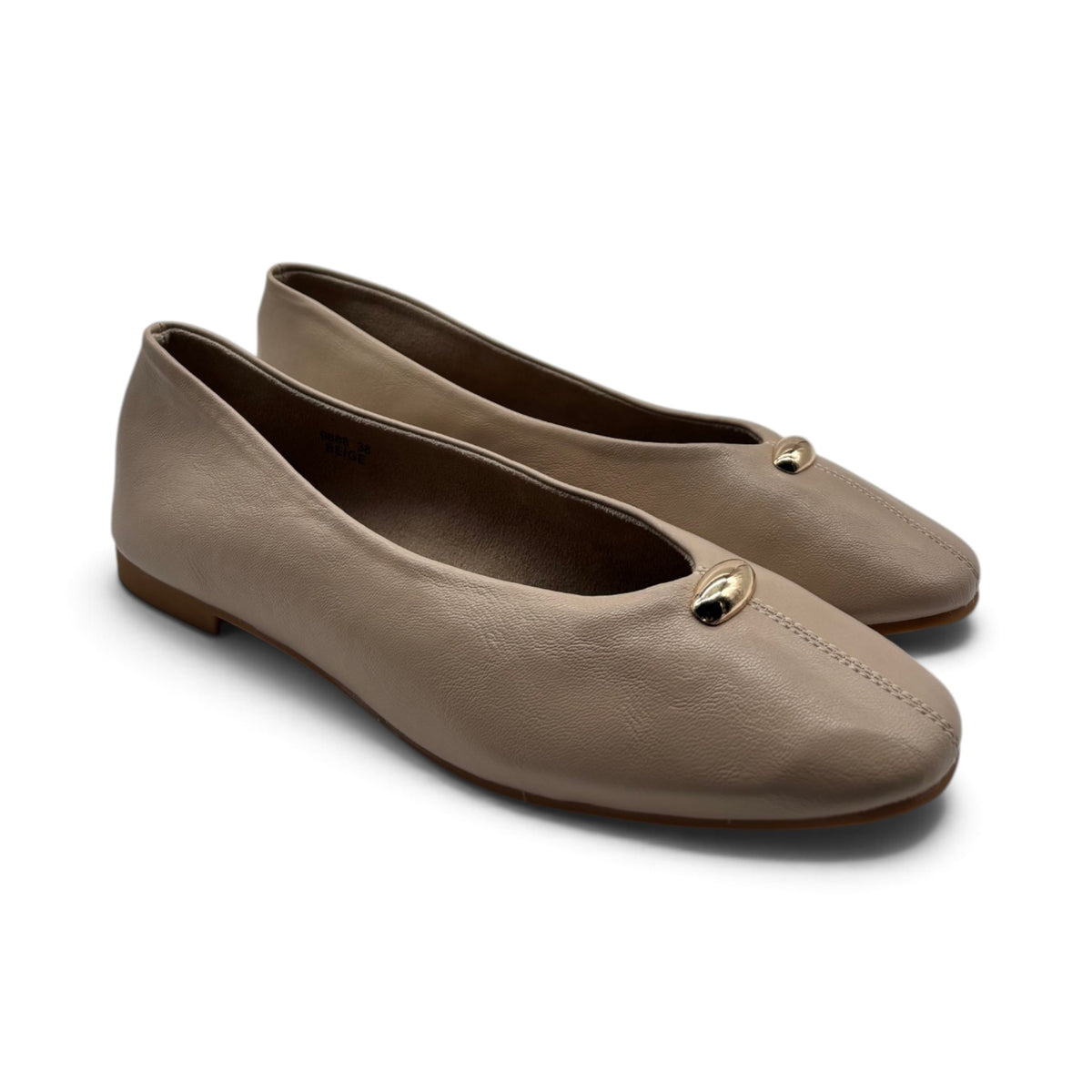 Batix 9868 Ballerine a punta tonda con dettaglio metallico dorato