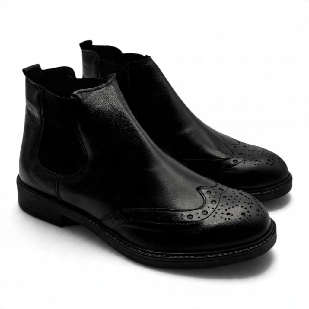 Deky 404 Stivaletti chelsea in vera pelle con lavorazione brogue