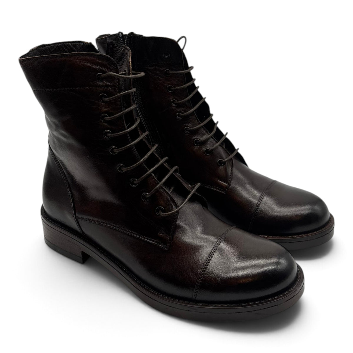 Exton AX31 Stivaletti stringati semilucidi cap toe