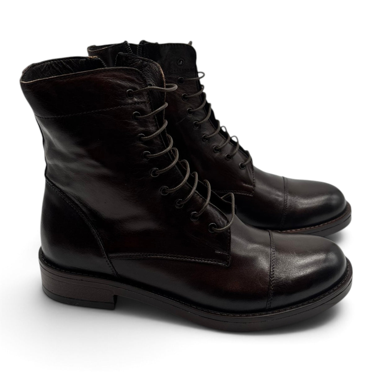 Exton AX31 Stivaletti stringati semilucidi cap toe