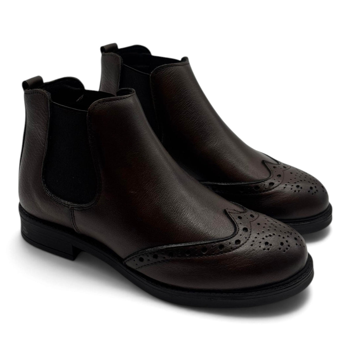 Deky 404 Stivaletti chelsea in vera pelle con lavorazione brogue