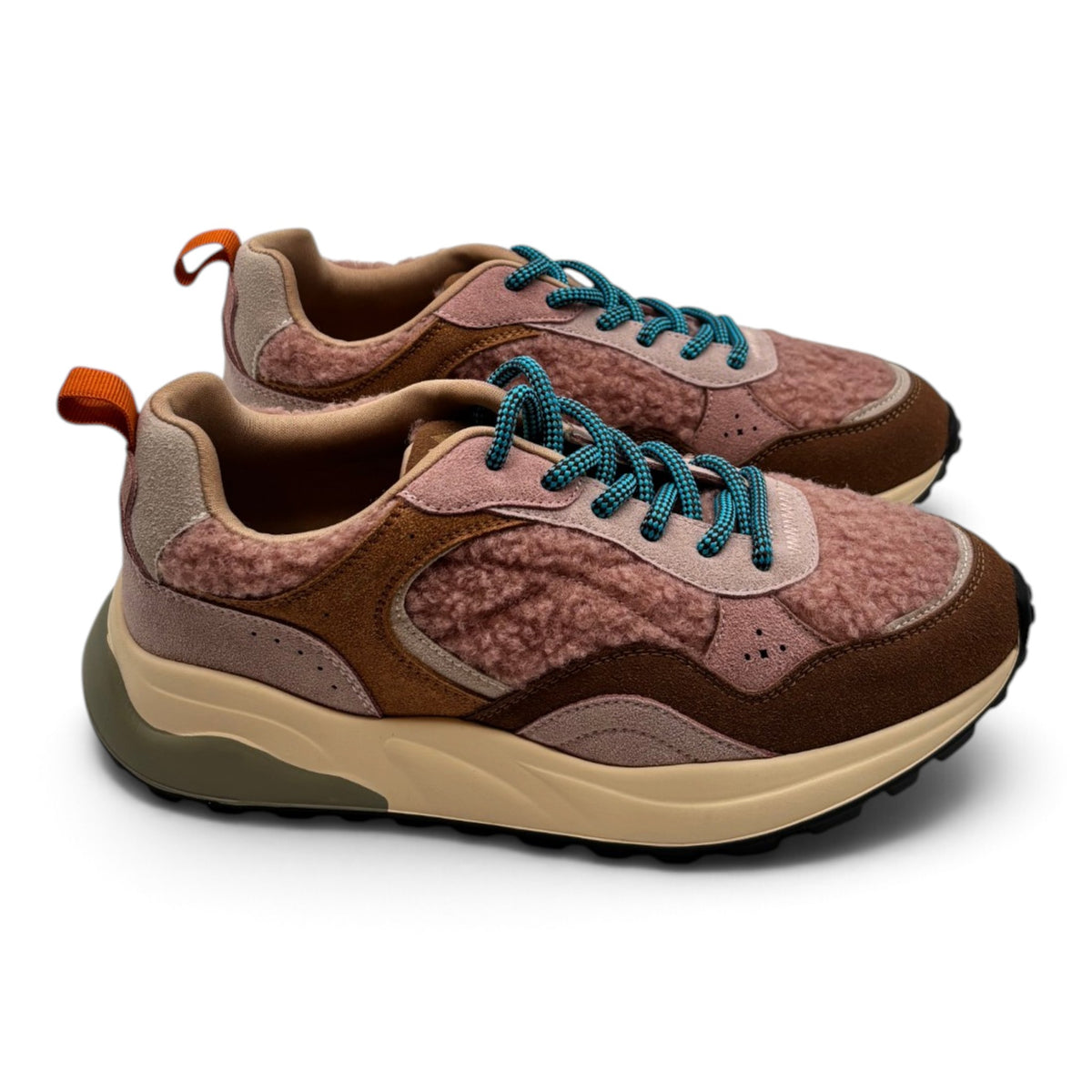 Gold&Gold GB1105 Sneakers multicolor con finiture effetto teddy
