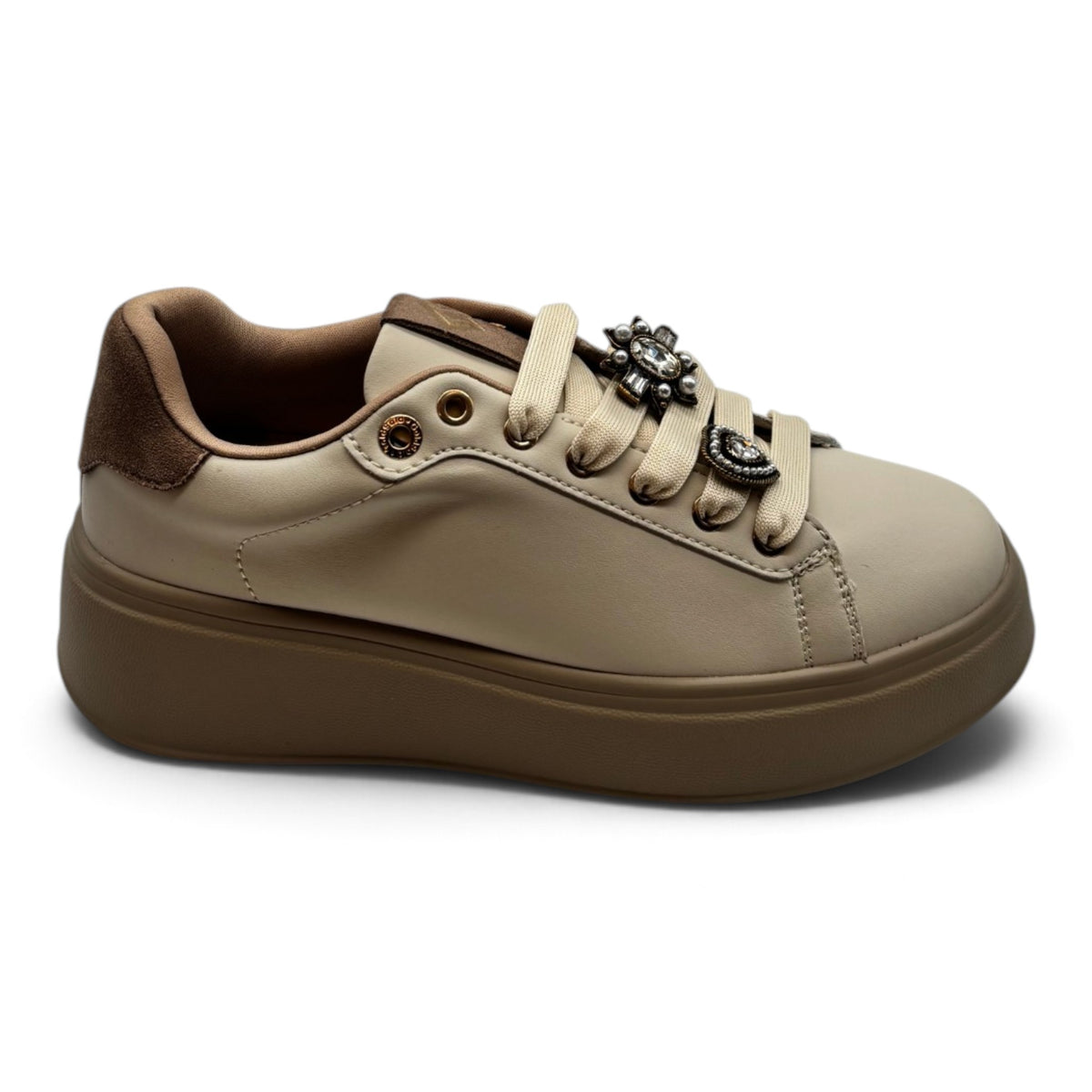 Gold&Gold GB1093 Sneakers platform con applicazioni gioiello