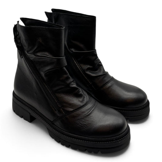 Deky 2811 Biker boot in vera pelle con chiusura zip diagonale